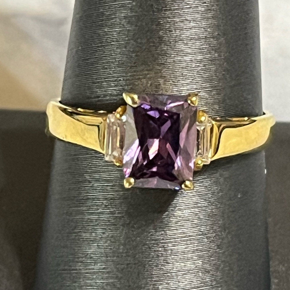 Emerald Cut Purple Ring